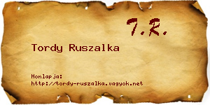 Tordy Ruszalka névjegykártya